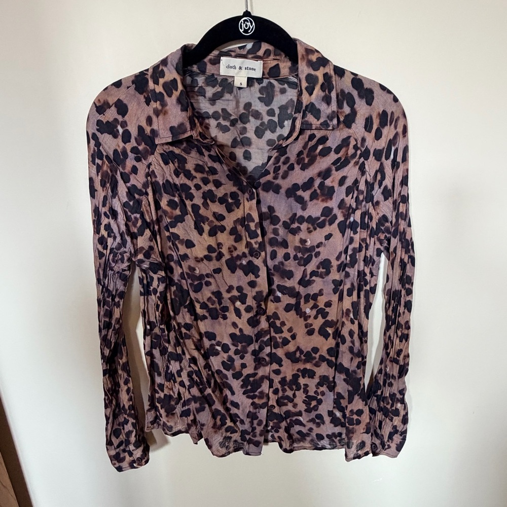 Cloth and stone leopard blouse S - Picture 3 of 6